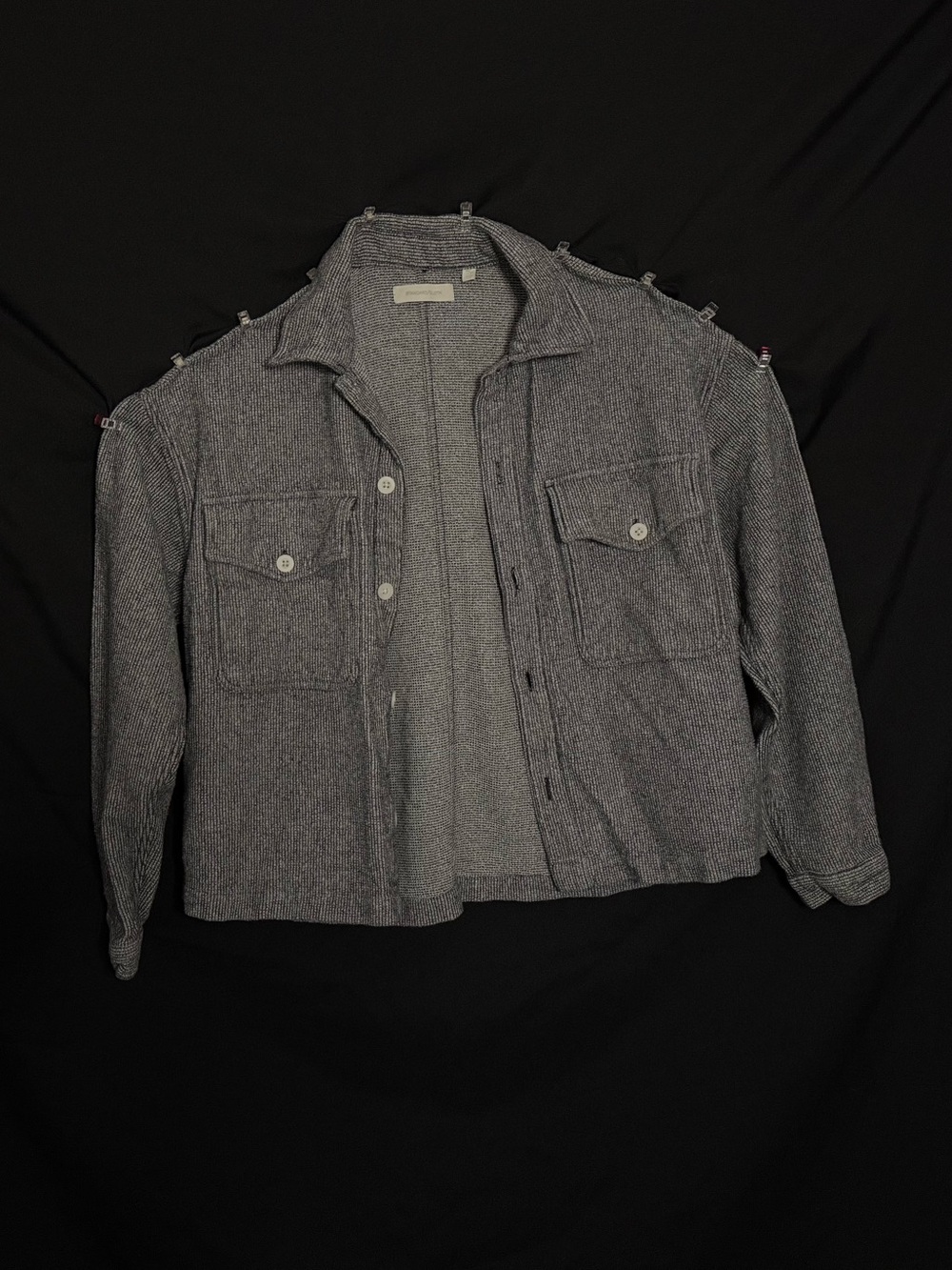 Gray Button-Front Cotton Jacket